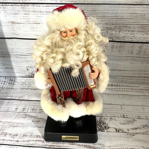 Vtg Christmas Fantasy Wonderland Santa Musician Accordian 8 Holiday Songs 17"
